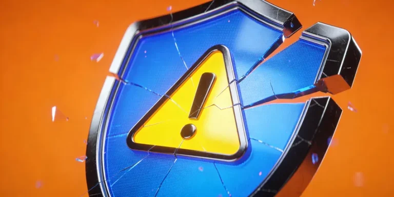 Icône de danger avec bris, illustrant un problème de sécurité ou une vulnérabilité importante.