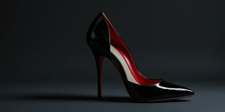 Chaussure à talon haut en cuir noir et rouge, design élégant et moderne, mettant en valeur le style chic et raffiné. Parfait pour une tenue élégante ou une occasion spéciale.