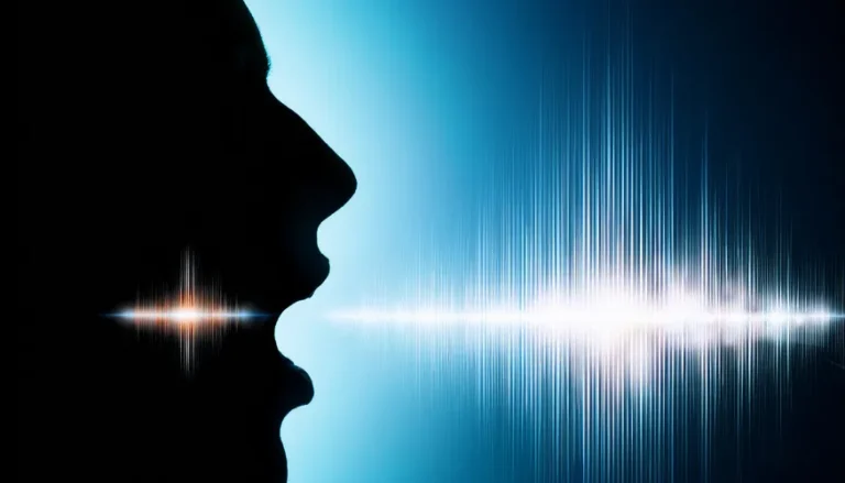 Voix humaine et onde sonore illustrant la protection juridique de la voix via le droit des marques dans le contexte de l'IA générative.